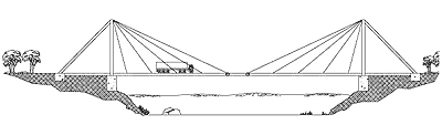 Side View steel stayed bridge diagram side view