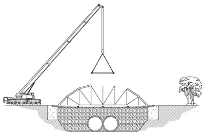 bridge under construction steel through truss diagram under constuction