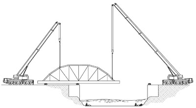Truss built in situ steel through truss diagram under constuction