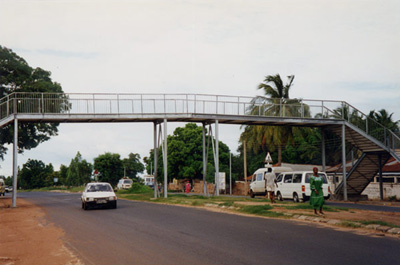 pedestrian footbridge photo of steel pedestrian bridge